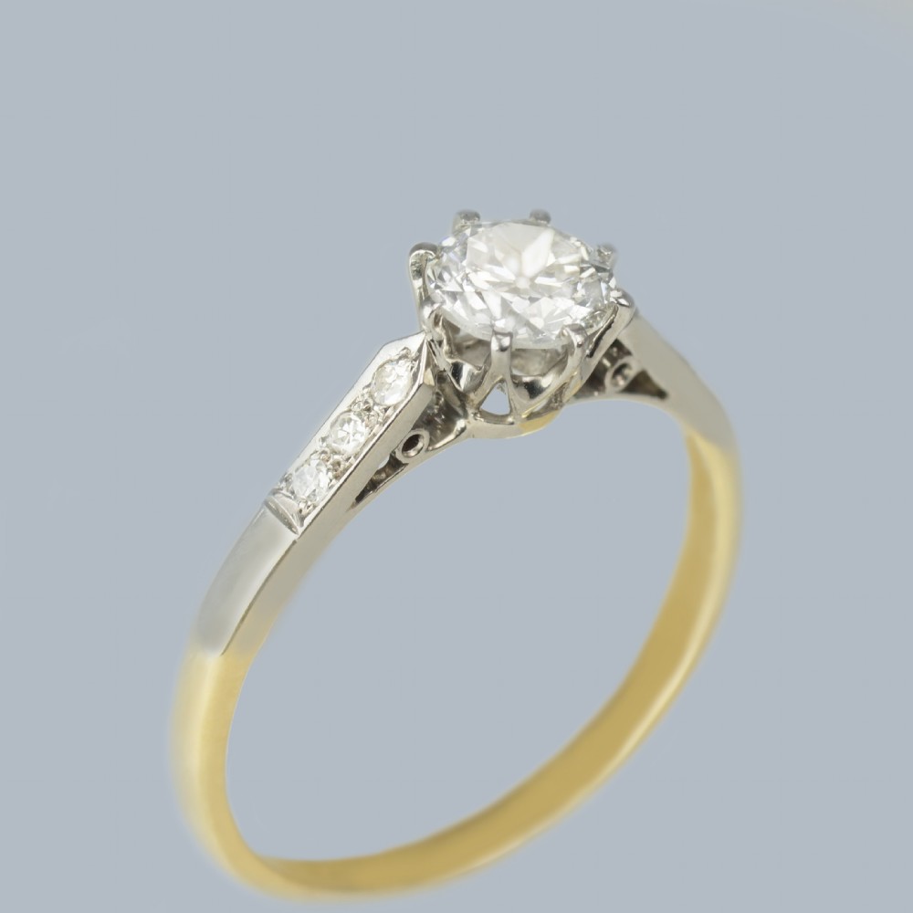 Solitaire Diamond Engagement Ring 18ct Yellow Gold Vintage 1930s Art Deco Ring View III