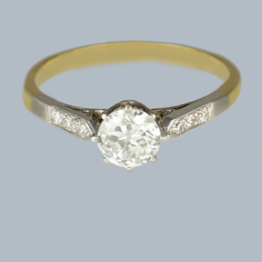 Solitaire Diamond Engagement Ring 18ct Yellow Gold Vintage 1930s Art Deco Ring View VI
