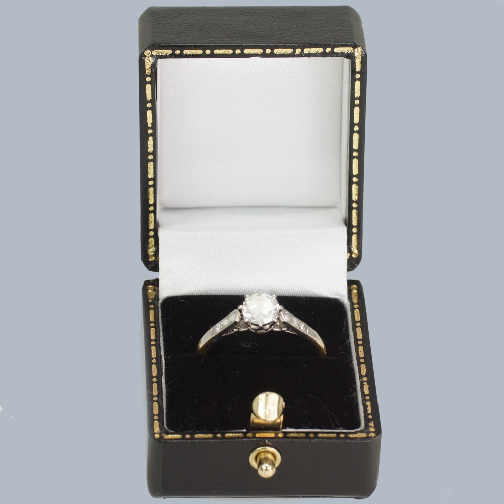 Solitaire Diamond Engagement Ring 18ct Yellow Gold Vintage 1930s Art Deco Ring View IX