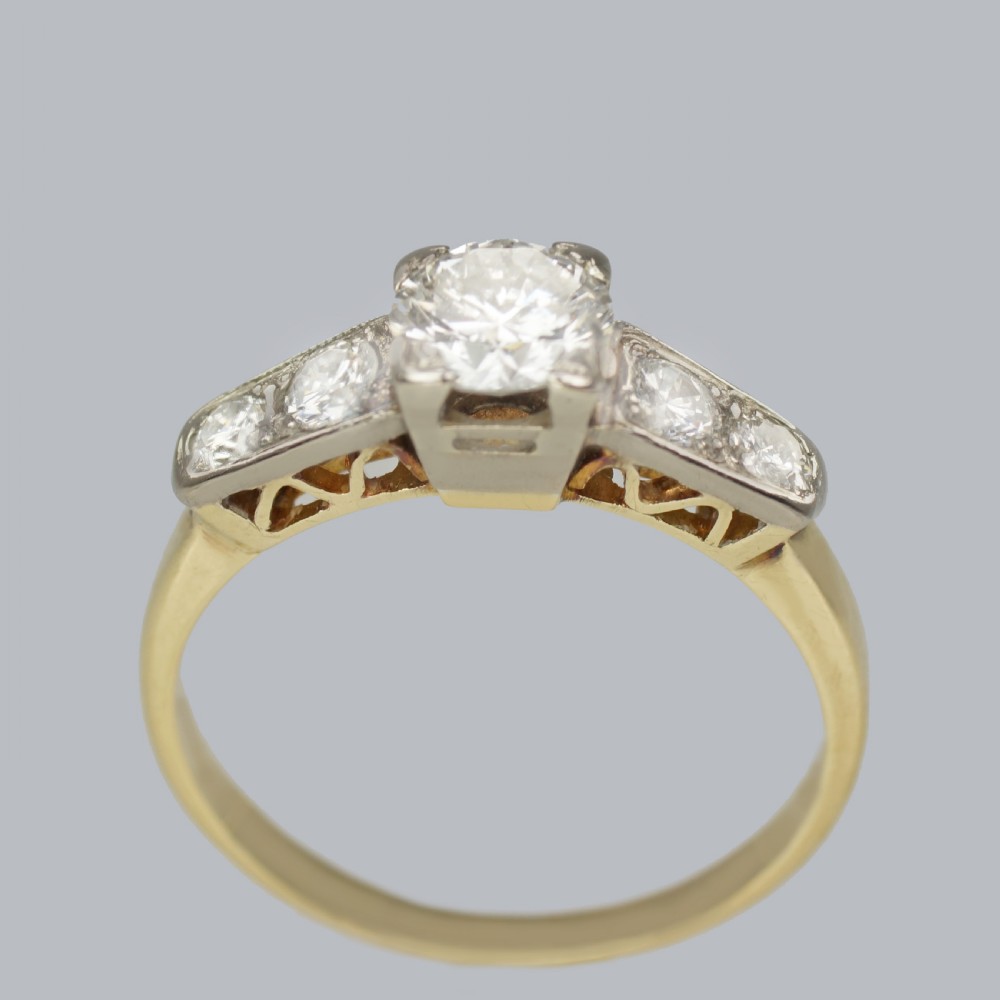 Art Deco Diamond Ring 18ct Gold Vintage1930s Engagement Ring Total 1.0ct Diamonds View III
