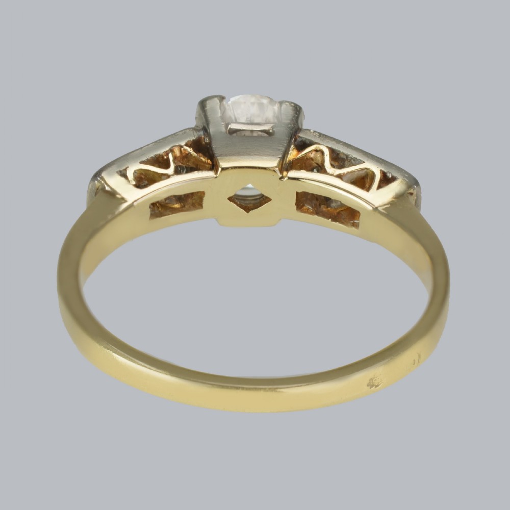 Art Deco Diamond Ring 18ct Gold Vintage1930s Engagement Ring Total 1.0ct Diamonds View V