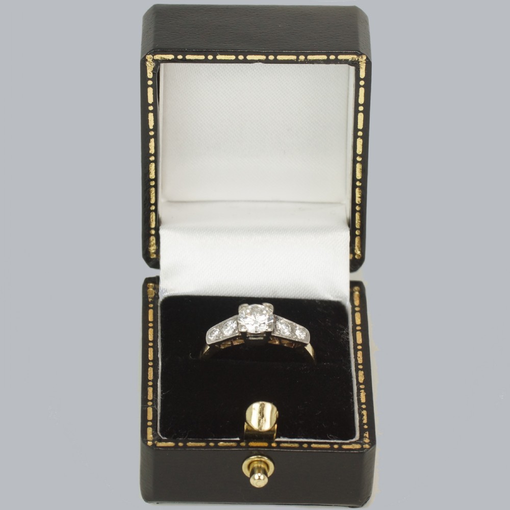 Art Deco Diamond Ring 18ct Gold Vintage1930s Engagement Ring Total 1.0ct Diamonds View VI
