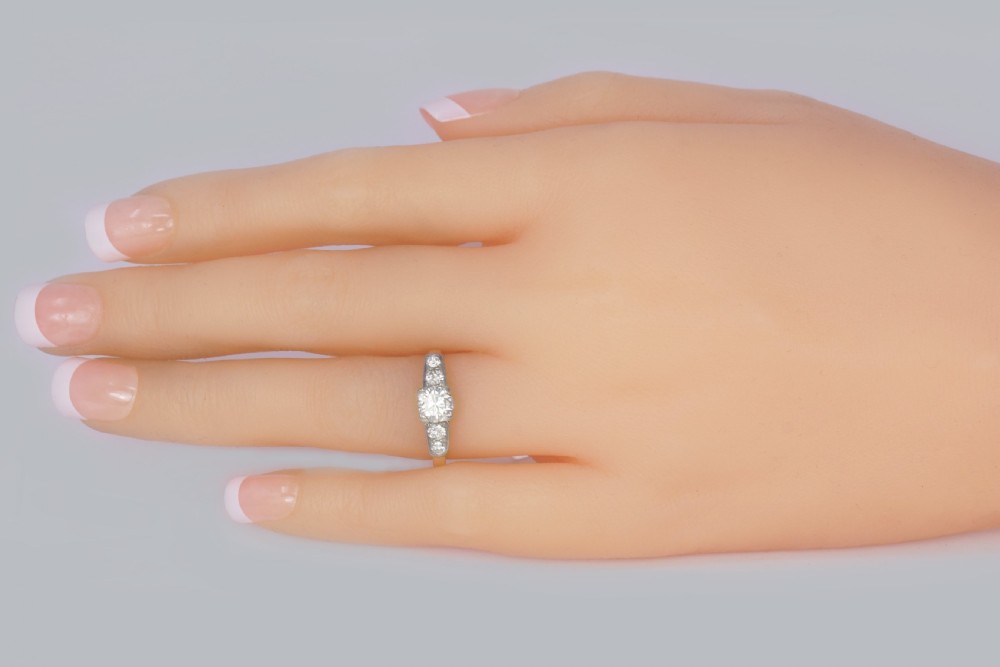 Art Deco Diamond Ring 18ct Gold Vintage1930s Engagement Ring Total 1.0ct Diamonds View VII