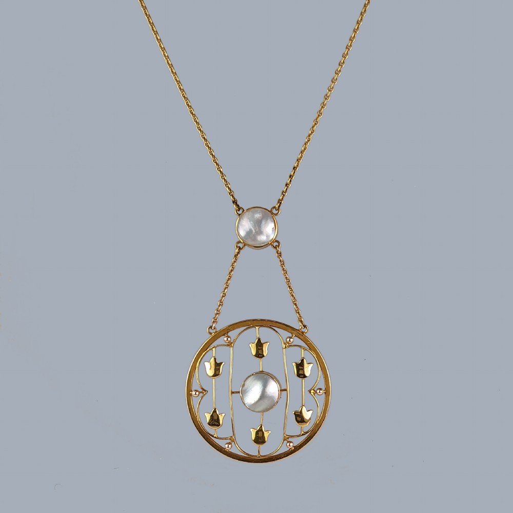 ART DECO PEARL NECKLACE 9ct Gold Edwardian Blister Pearl Antique Pendant circa 1910 View III