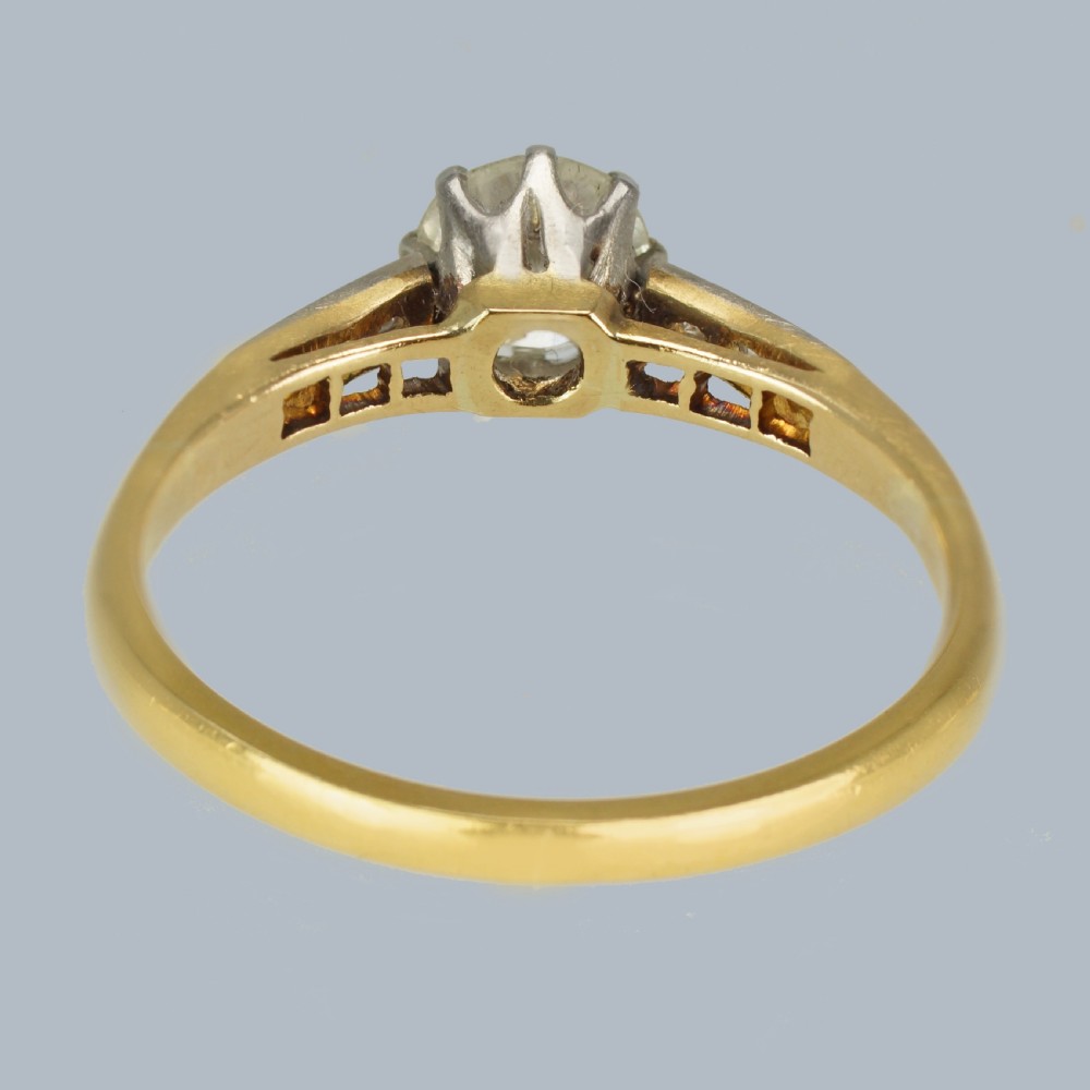 Vintage Solitaire Engagement Ring 18ct Gold Antique Diamond Ring Total 0.75 carat View VIII