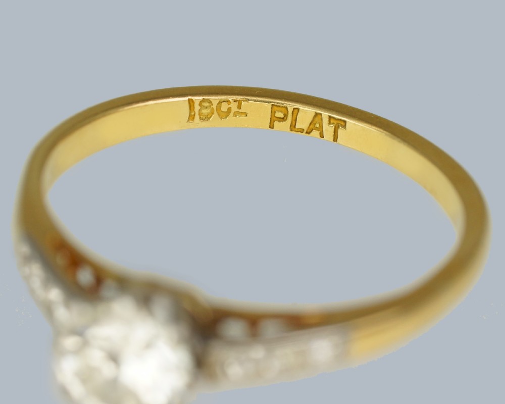 Vintage Solitaire Engagement Ring 18ct Gold Antique Diamond Ring Total 0.75 carat View IX