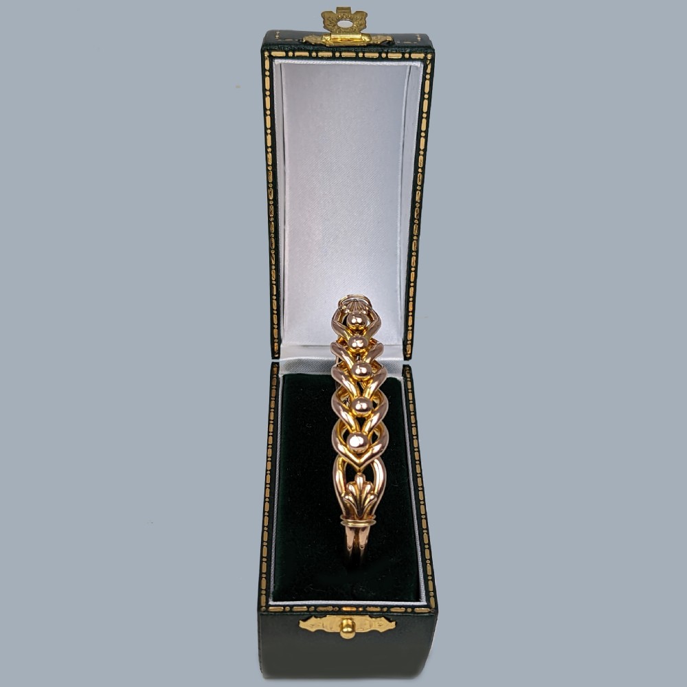 ANTIQUE KNOT BANGLE 15ct Rose Gold Bangle Victorian Woven Bracelet Circa 1890 View III