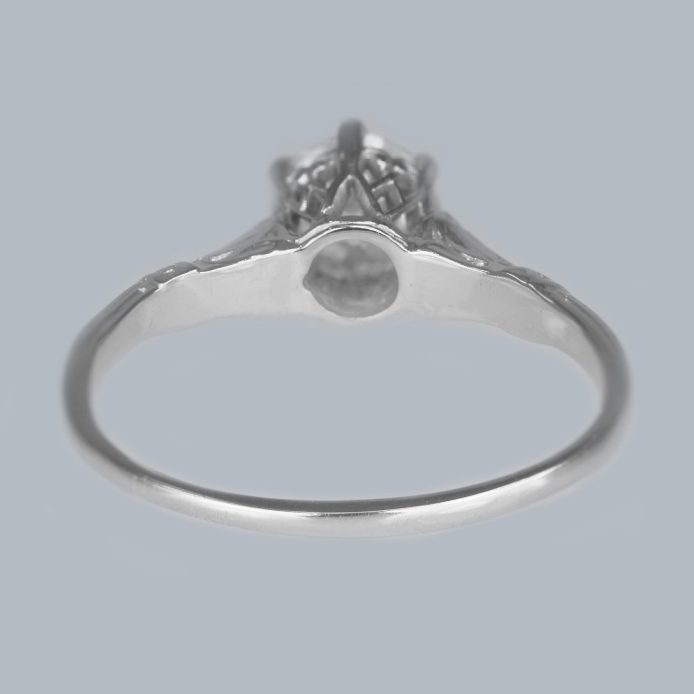 Edwardian Solitaire Ring 0.9ct Old Cut Diamond Platinum Antique Engagement Ring View VII