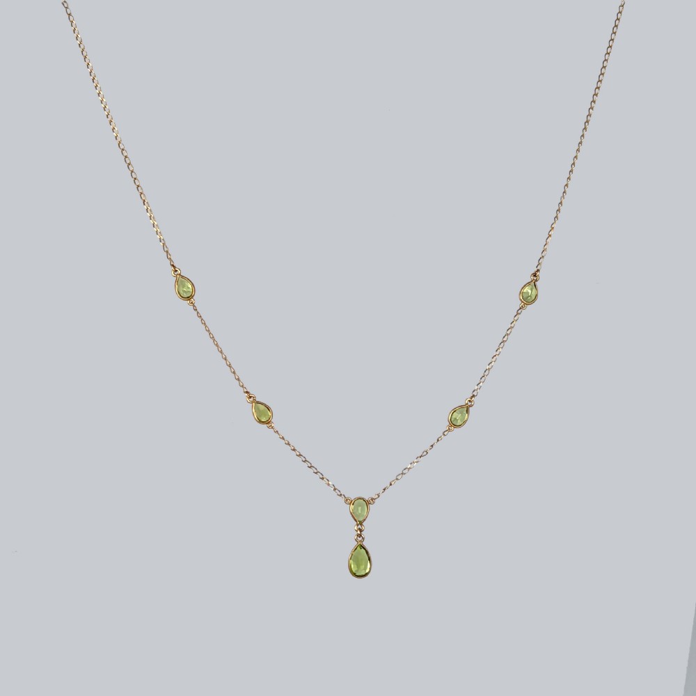 VINTAGE PERIDOT NECKLACE 9ct Gold Italian Necklace circa 1960s Edwardian Style View VII