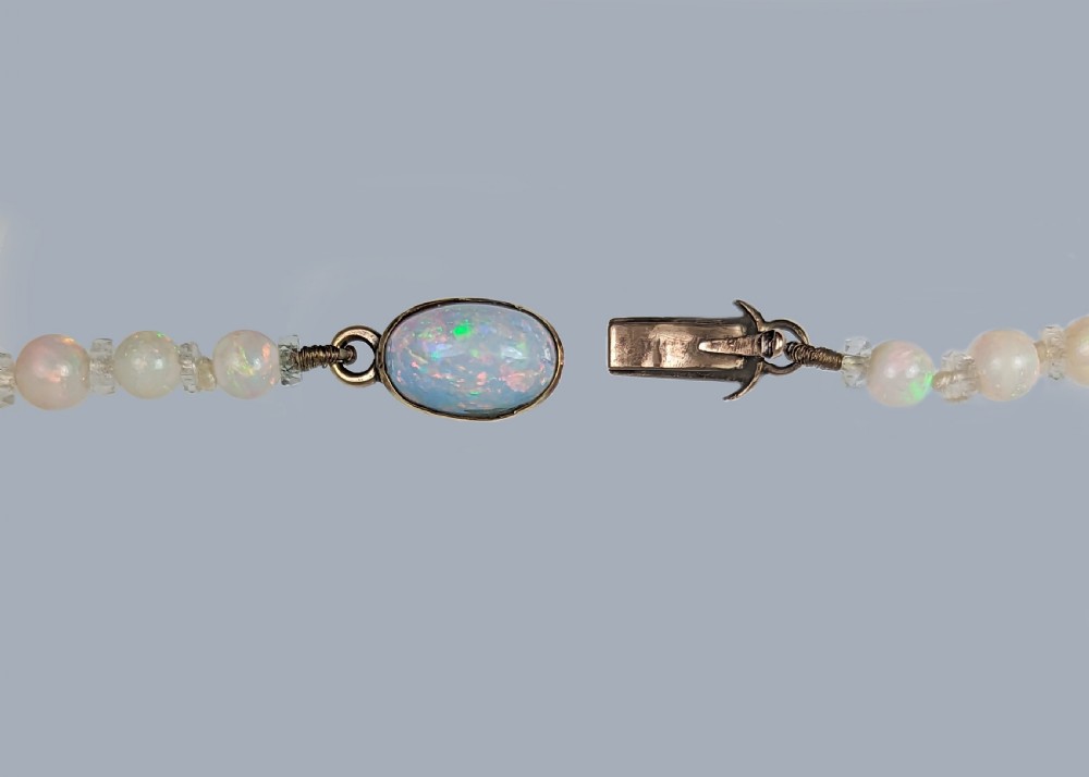 Art Deco Opal and Rock Crystal Necklace Vintage 1920s Opal Bead Antique Necklace View VII