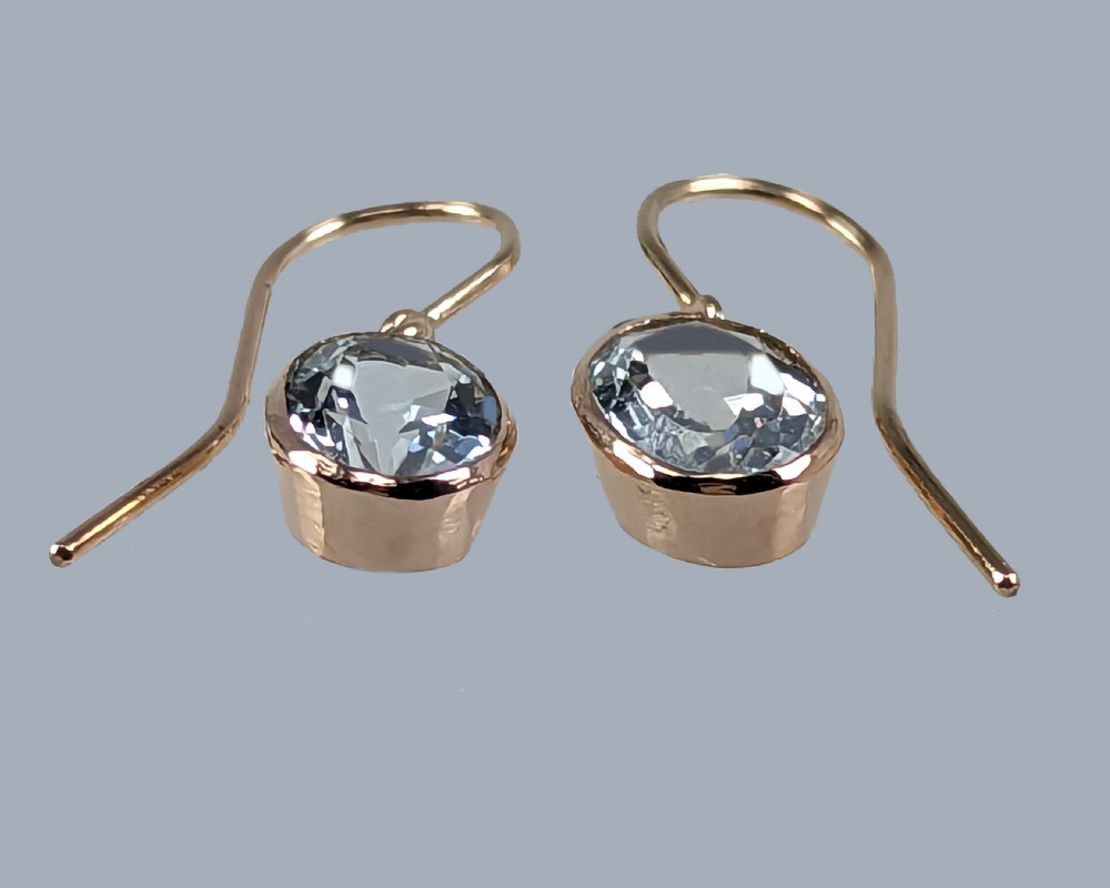 Vintage Aquamarine 9ct Gold Drop Earrings Aquamarine 1960s Dangle Earrings View III