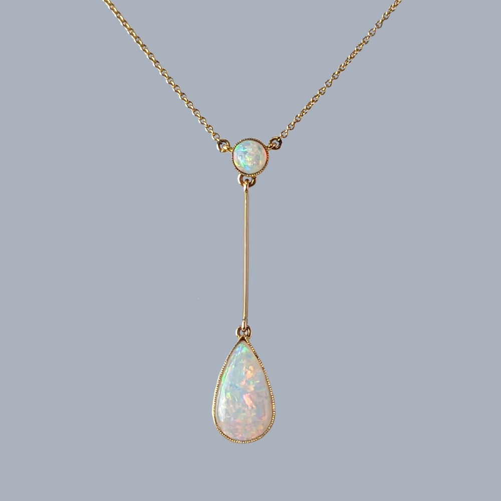 Antique Opal Necklace 15ct Gold Edwardian Pendant circa 1910 Vintage Opal Necklace
