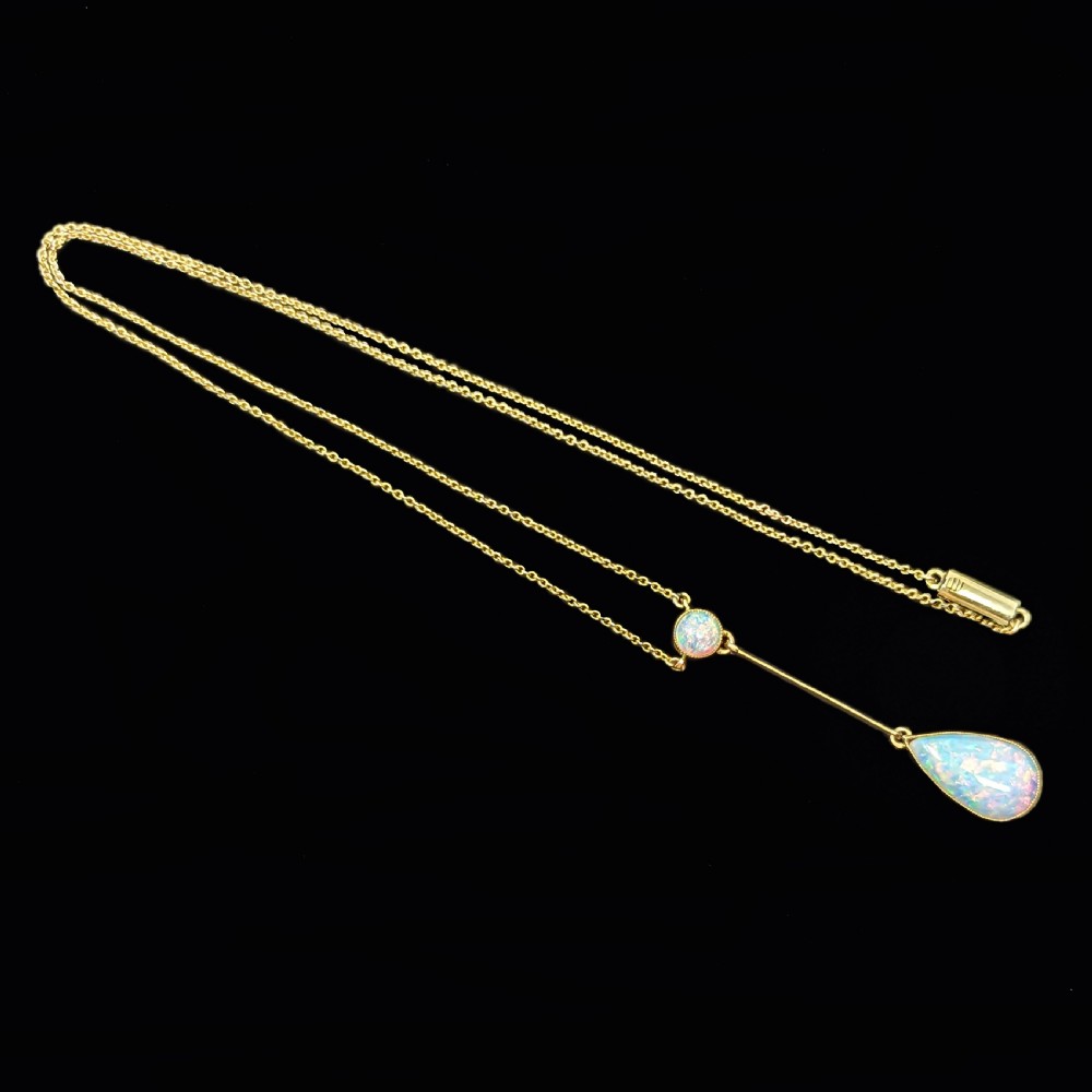 Antique Opal Necklace 15ct Gold Edwardian Pendant circa 1910 Vintage Opal Necklace View II