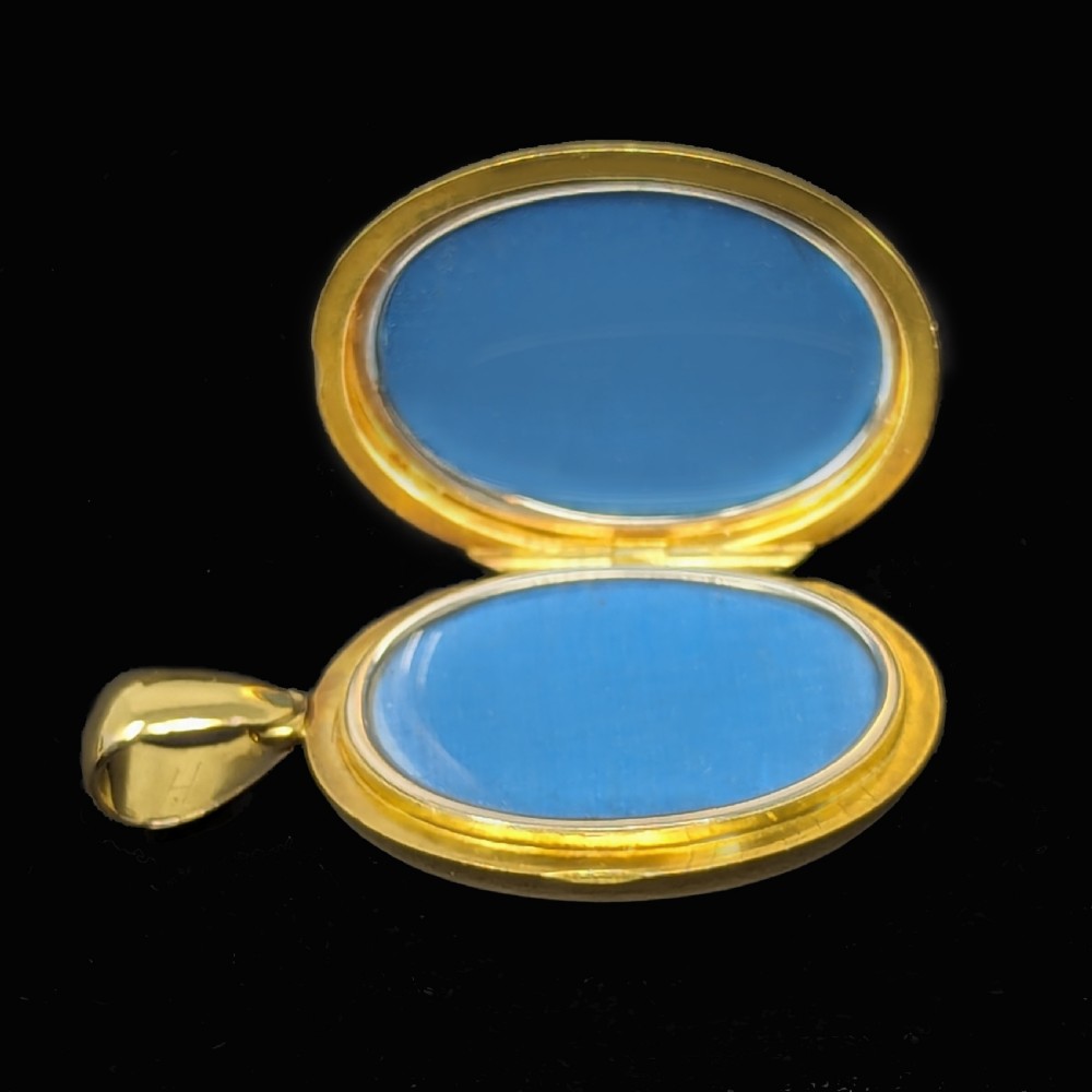 Victorian Turquoise and Pearl Locket 18ct Gold Star Motif Antique Photo Locket View XIII