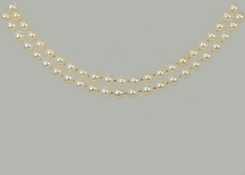 Vintage Pearl Necklace 14ct Gold Cluster Clasp Single/Double/Triple Strand 1960s View V