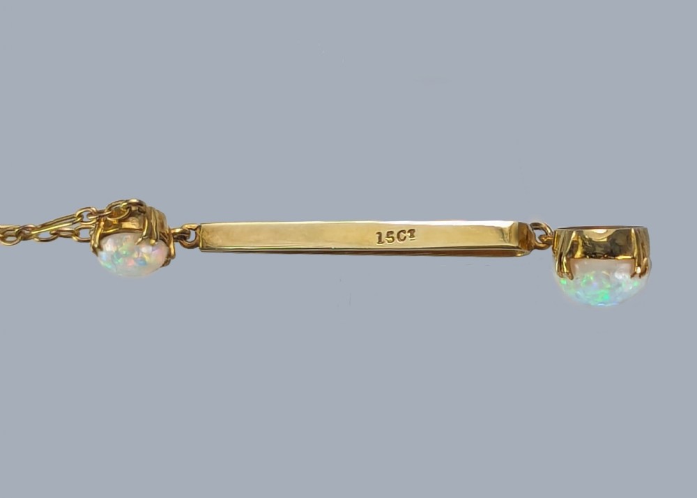 Antique Opal Necklace 15ct Gold Art Deco Lavaliere Pendant Ca 1920/30s With Box View VIII