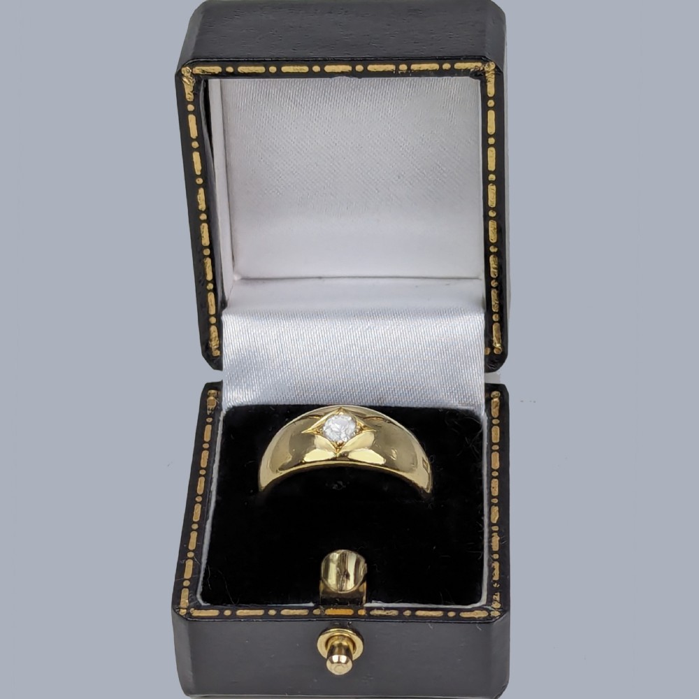 Victorian Solitaire Diamond Gypsy Ring Single Stone Engagement Ring London 1886 View VI