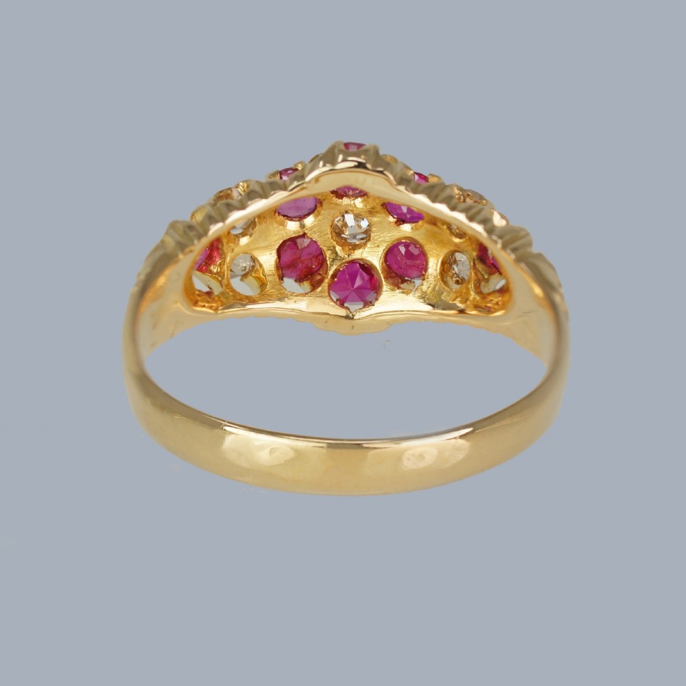 18ct Gold Antique Ruby Diamond Ring Vintage Cluster Ring Hallmarked Chester 1912 View VI