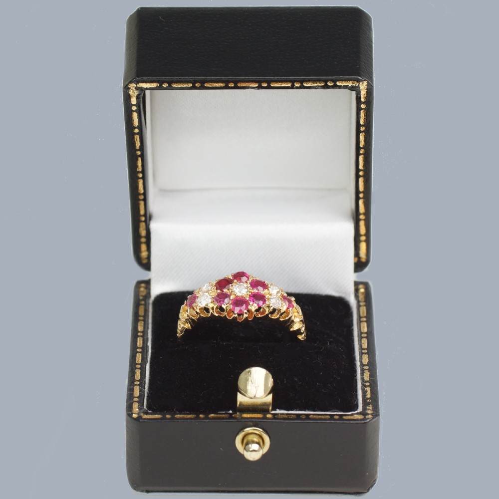 18ct Gold Antique Ruby Diamond Ring Vintage Cluster Ring Hallmarked Chester 1912 View VII