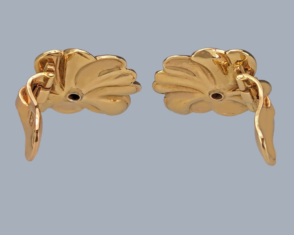 Vintage Floral Ruby Earrings 9ct Rose Gold Cluster Clip On 1950s Earrings View IV