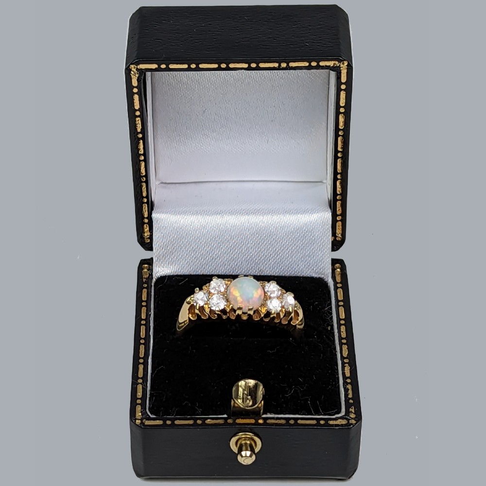 Victorian Opal and Diamond Ring 18ct Gold Hallmarked Chester 1897 Antique Ring View VIII