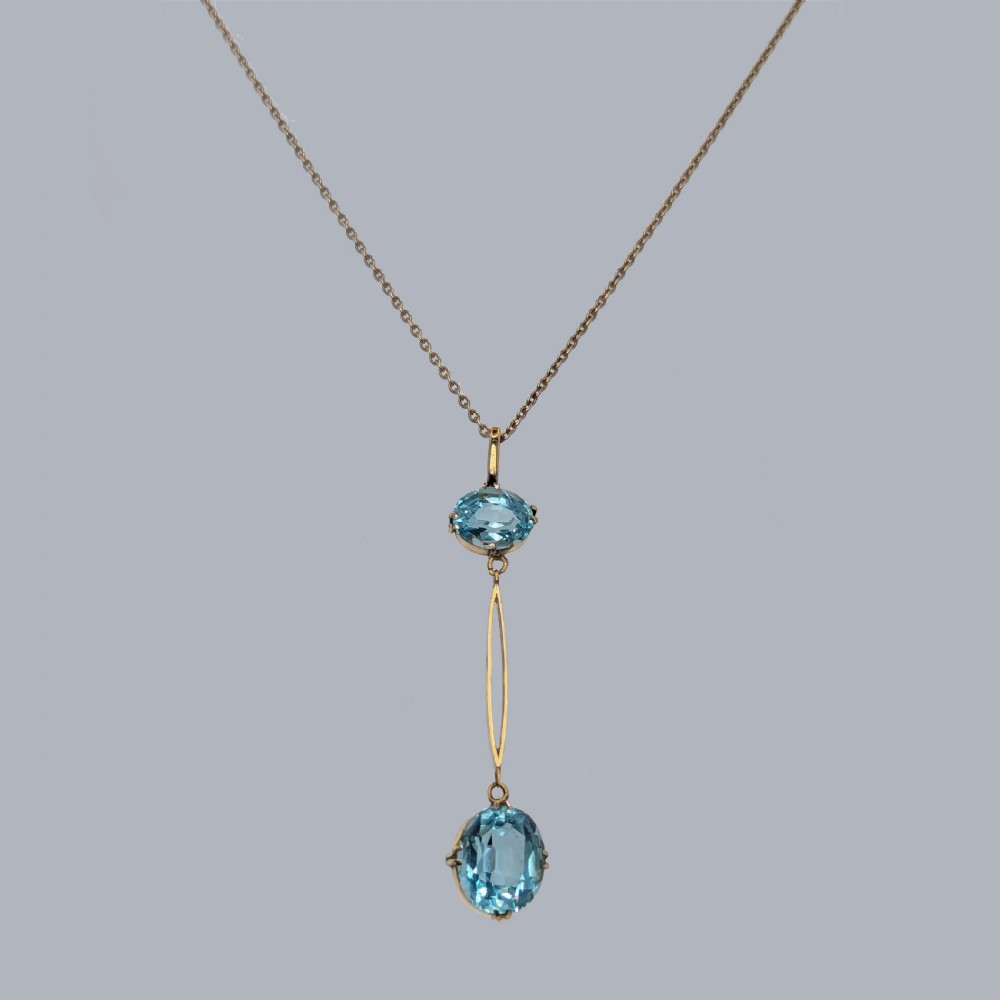Antique Aquamarine 9ct Gold Pendant Edwardian Drop Pendant Vintage circa 1910 View V