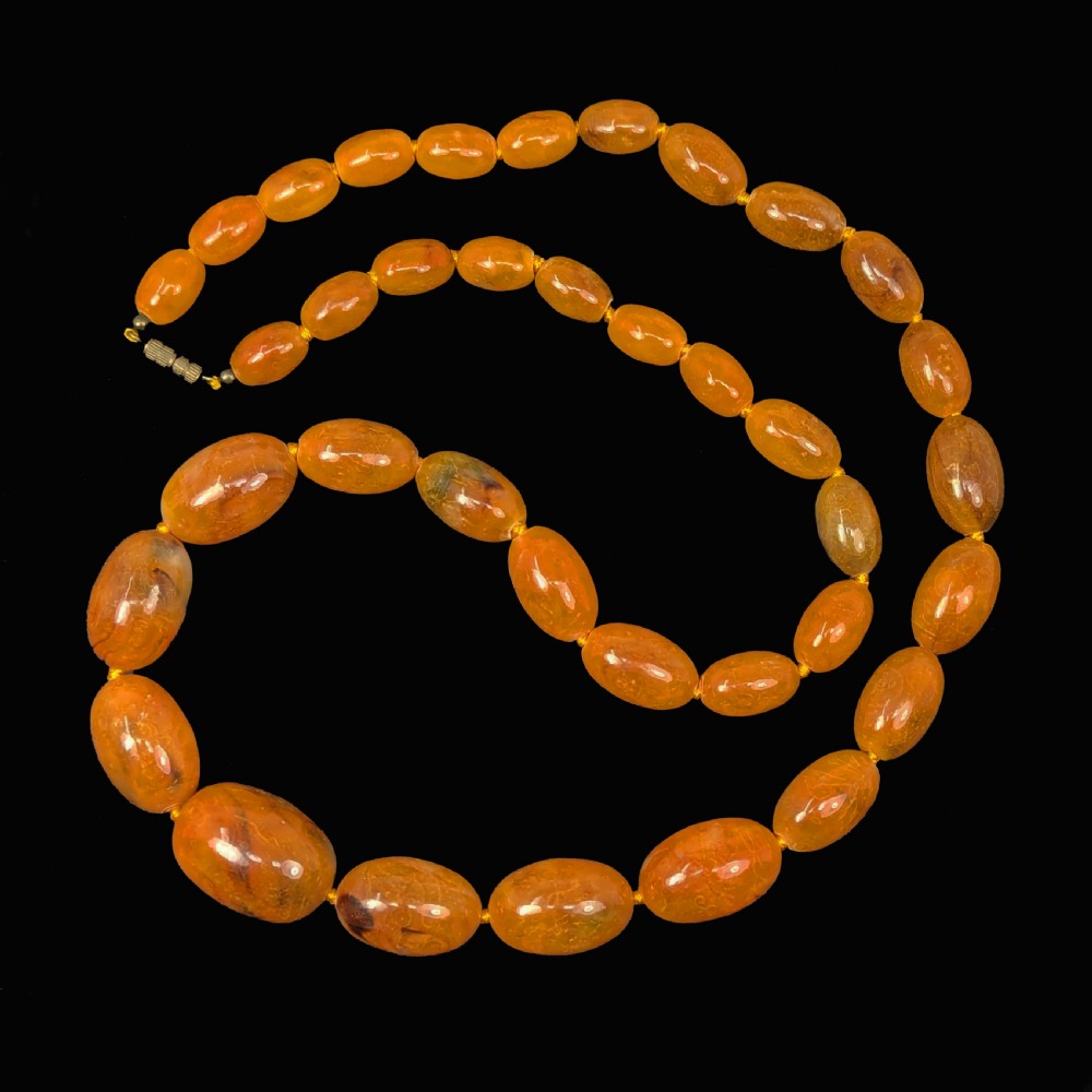 Antique Butterscotch Amber Necklace Graduated Large Beads 30