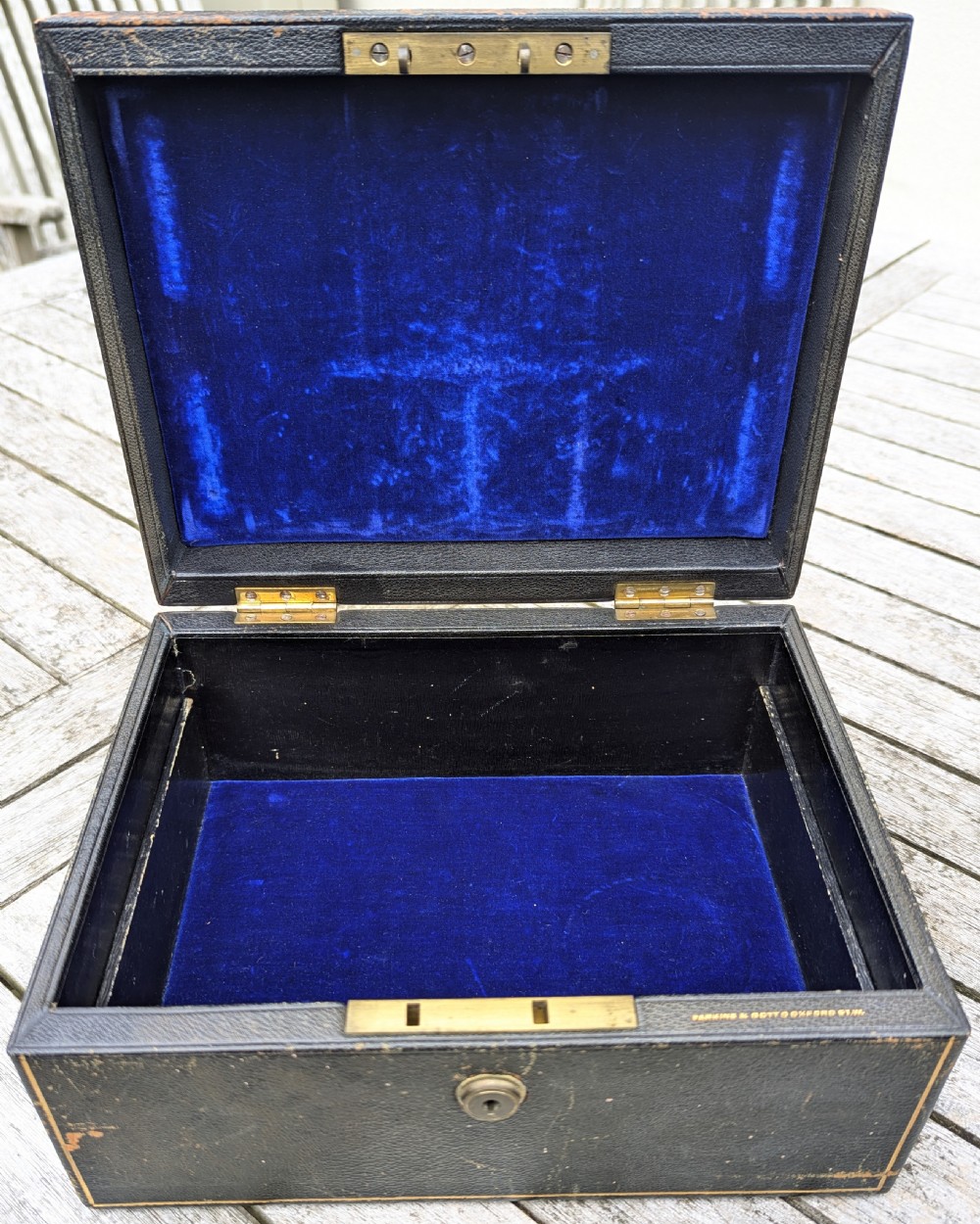Victorian Parkins & Gotto Jewellery Box Antique Leather Chest London circa 1870 View III
