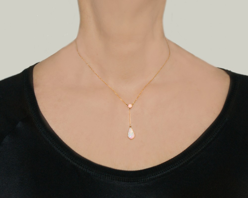 Antique Opal Necklace 15ct Gold Edwardian Pendant circa 1910 Vintage Opal Necklace View X