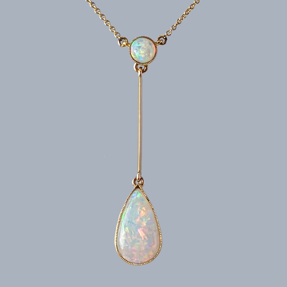 Edwardian Opal Necklace 15ct Gold Antique Pendant Vintage Opal Necklace circa 1910 View II