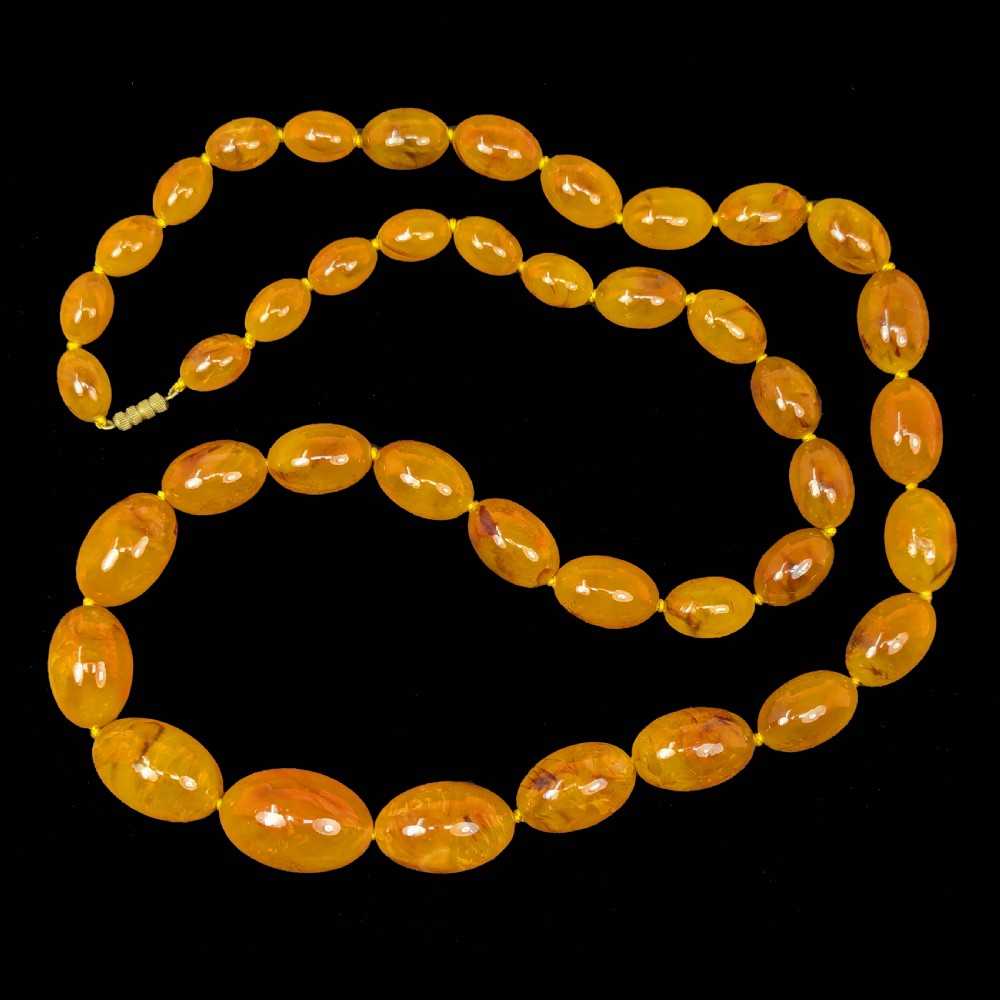 Butterscotch Amber Necklace Vintage Graduated Large Beads 33