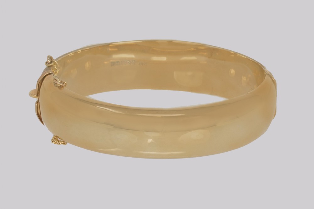 Vintage 1960s Cropp & Farr Sapphire Bangle Wide Heavy 27g 9ct Gold Hallmarked Birmingham 1967 View VI
