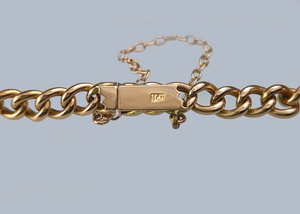 Victorian 15ct Gold Turquoise & Seed Pearl Curb Link Bracelet Antique Bracelet circa 1880 View IV