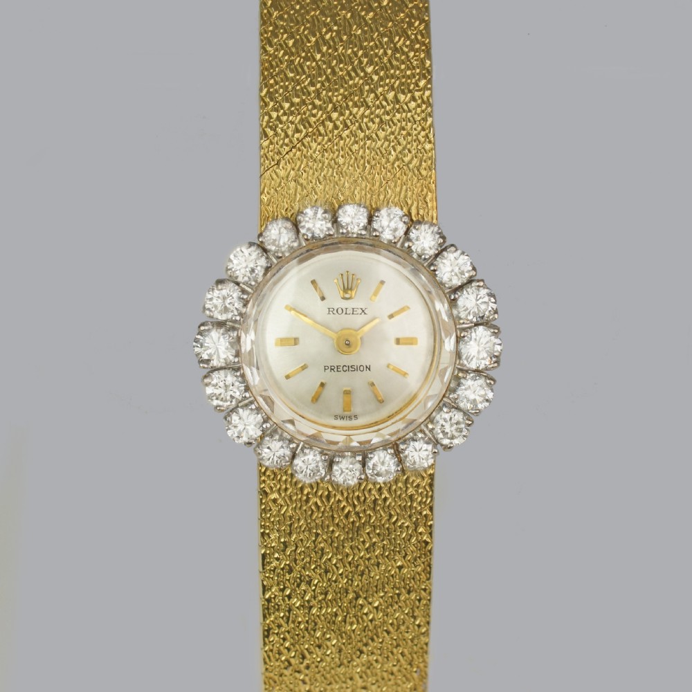 Exquisite Vintage Rolex Ladies Diamond Watch – 18ct Gold - Diamond Bezel – Manual Wind Cal. 1400 - 1950s Cocktail Watch View III
