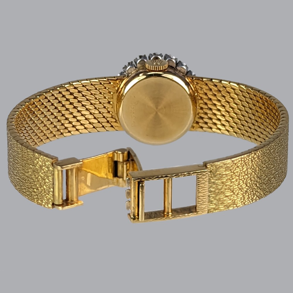 Exquisite Vintage Rolex Ladies Diamond Watch – 18ct Gold - Diamond Bezel – Manual Wind Cal. 1400 - 1950s Cocktail Watch View V