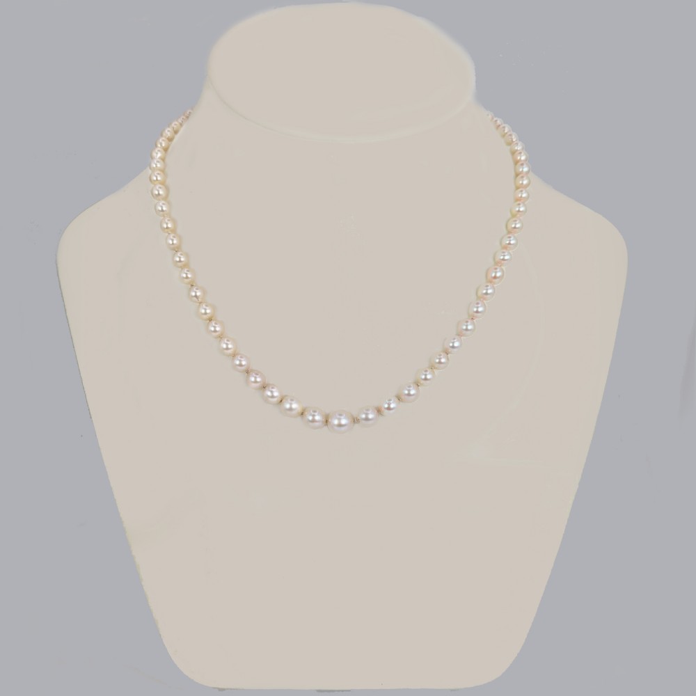 Vintage Pearl Necklace Double or Single Strand with 9ct Gold Floral Garnet Clasp – Circa 1960s View VII