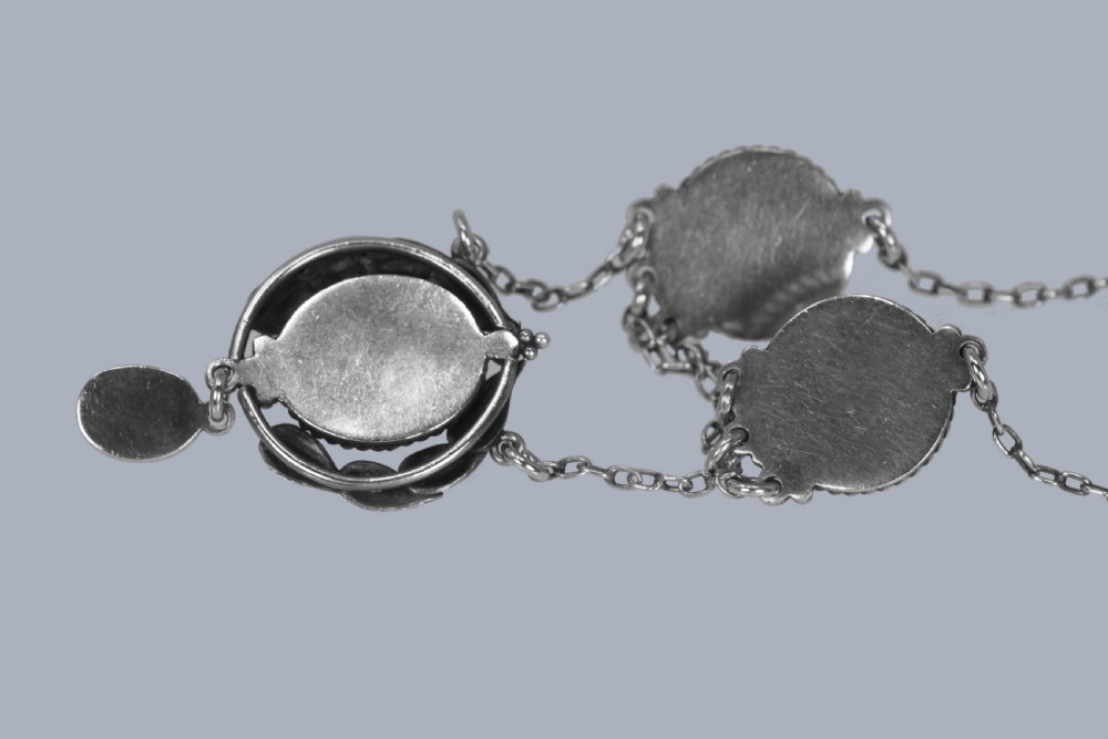 Exquisite Antique Arts & Crafts Chalcedony Necklace in Silver c.1900 - this beautiful necklace is attributed to Edith Stewart View IV