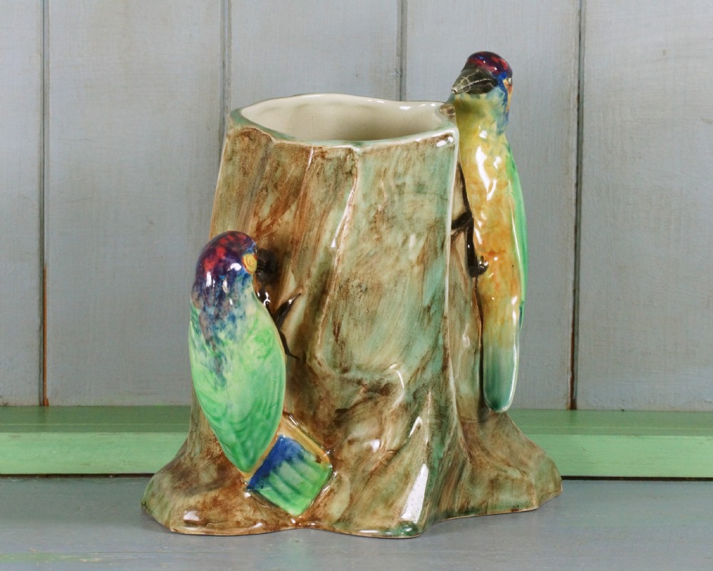Radford Woodpeckers Vase Handpainted Paul DuBois Art Deco Rare Vase 8.1/2