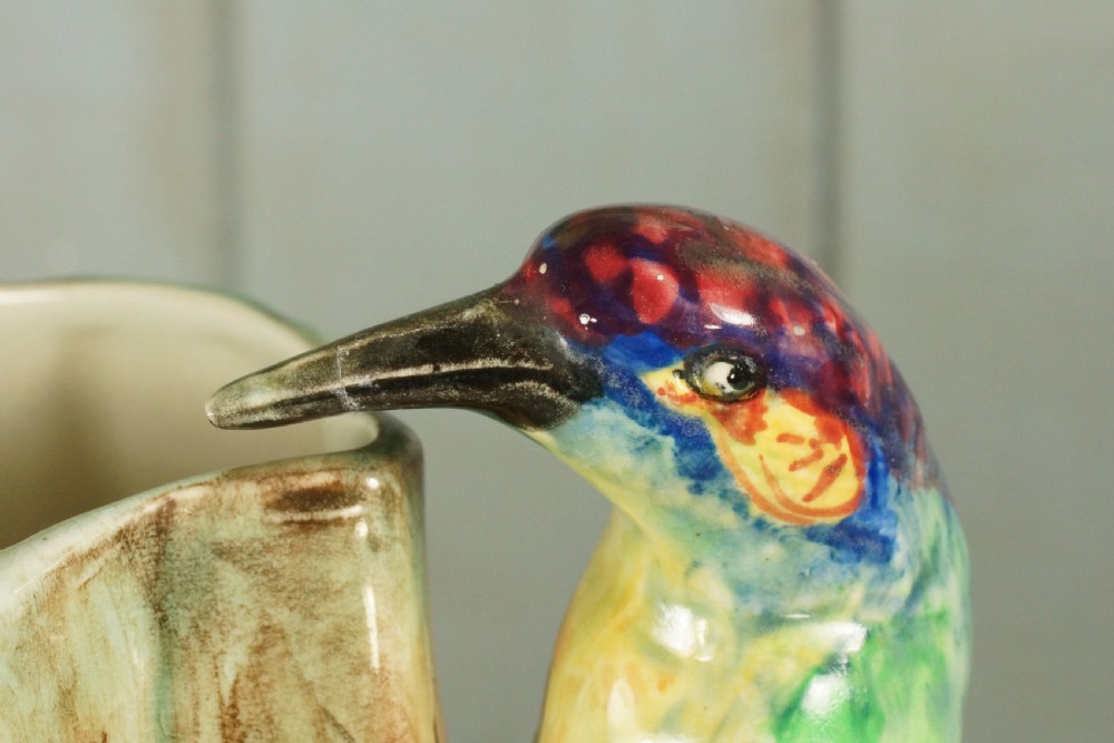 Radford Woodpeckers Vase Handpainted Paul DuBois Art Deco Rare Vase 8.1/2