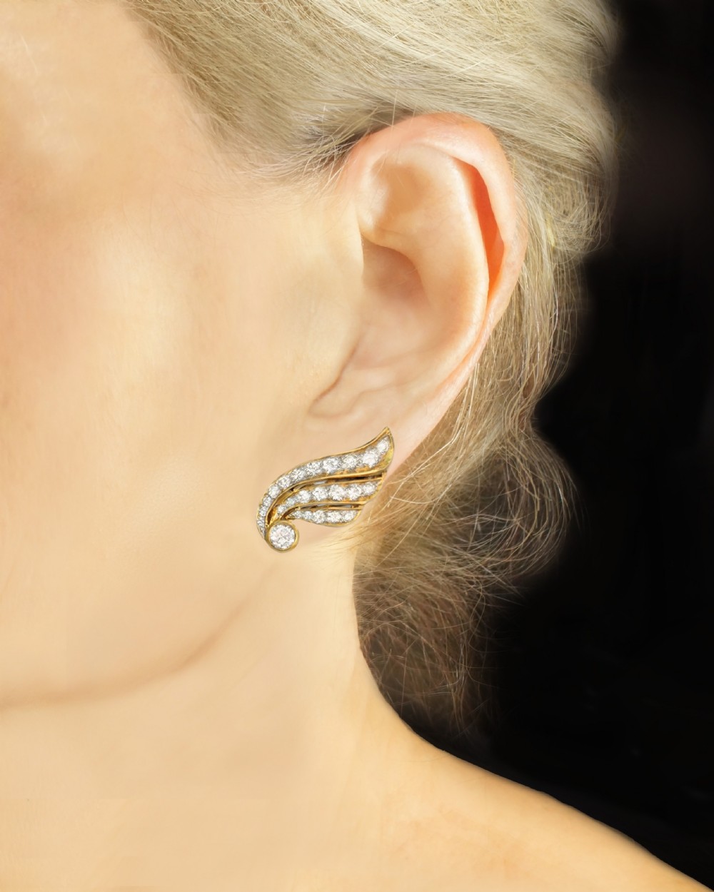 Vintage 1960s 18ct Gold Diamond Wing Earrings – 1.6ct Brilliant Cut Diamonds
 View XII