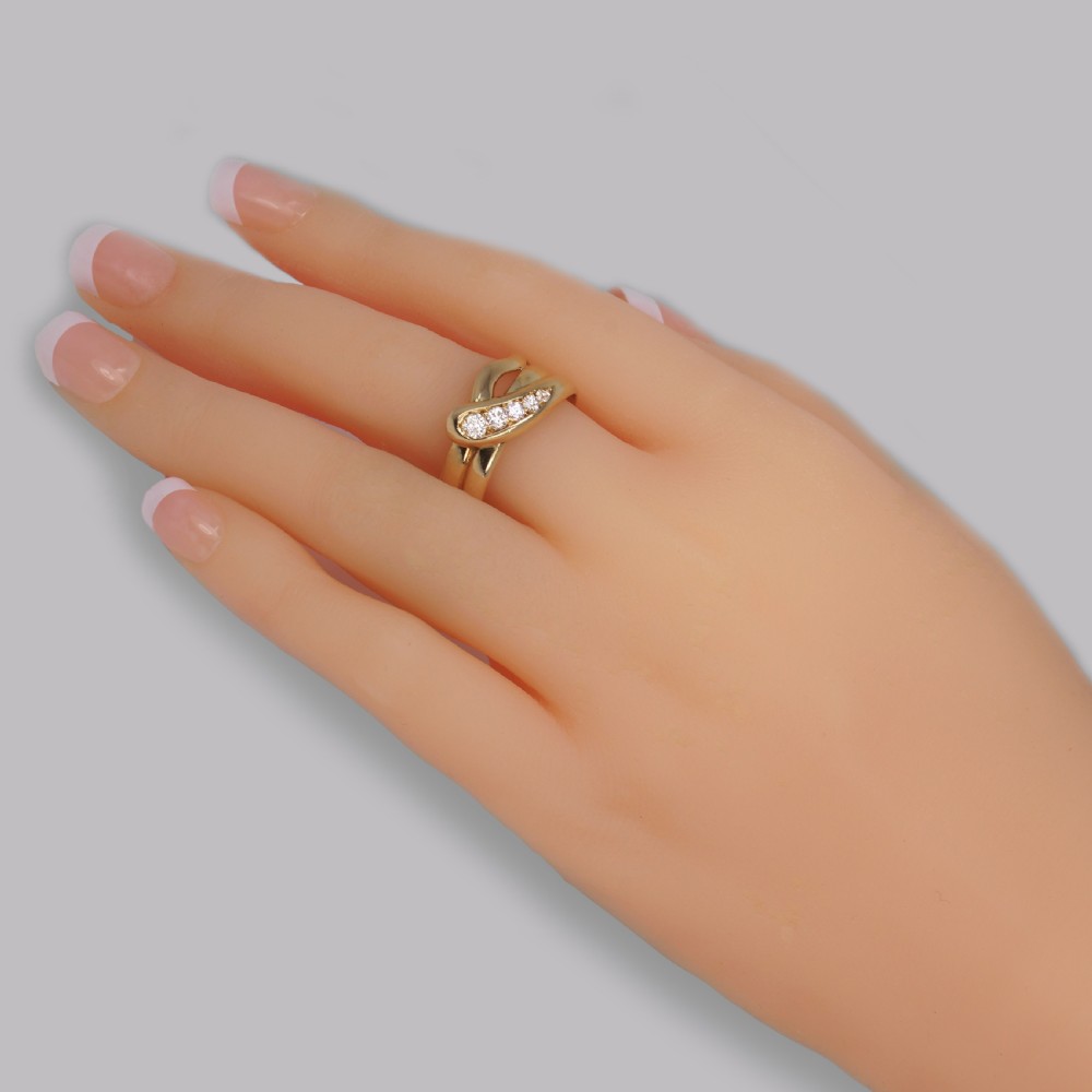 Victorian 18ct yellow gold coiled serpent ring set with five graduated old cut diamonds along the snake head. View III