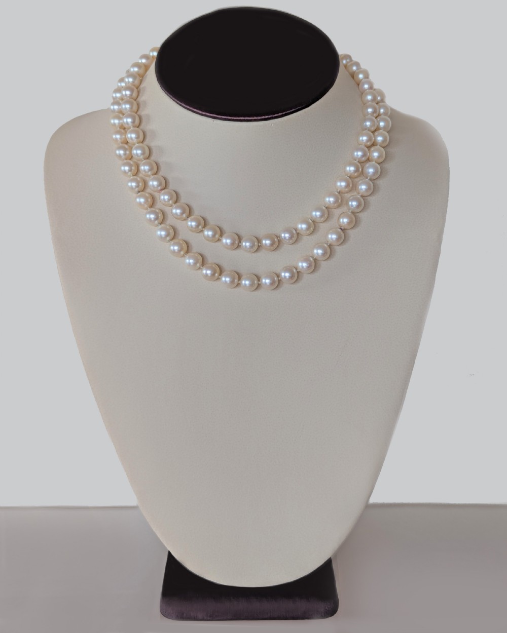 Superb Long 1950s Cultured Pearl Necklace, 31.5”, 14ct Gold Star Clasp View III