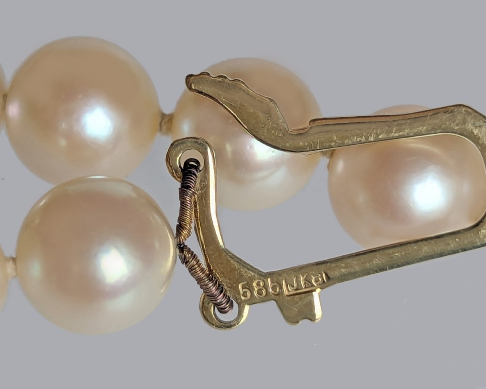 Superb Long 1950s Cultured Pearl Necklace, 31.5”, 14ct Gold Star Clasp View VIII