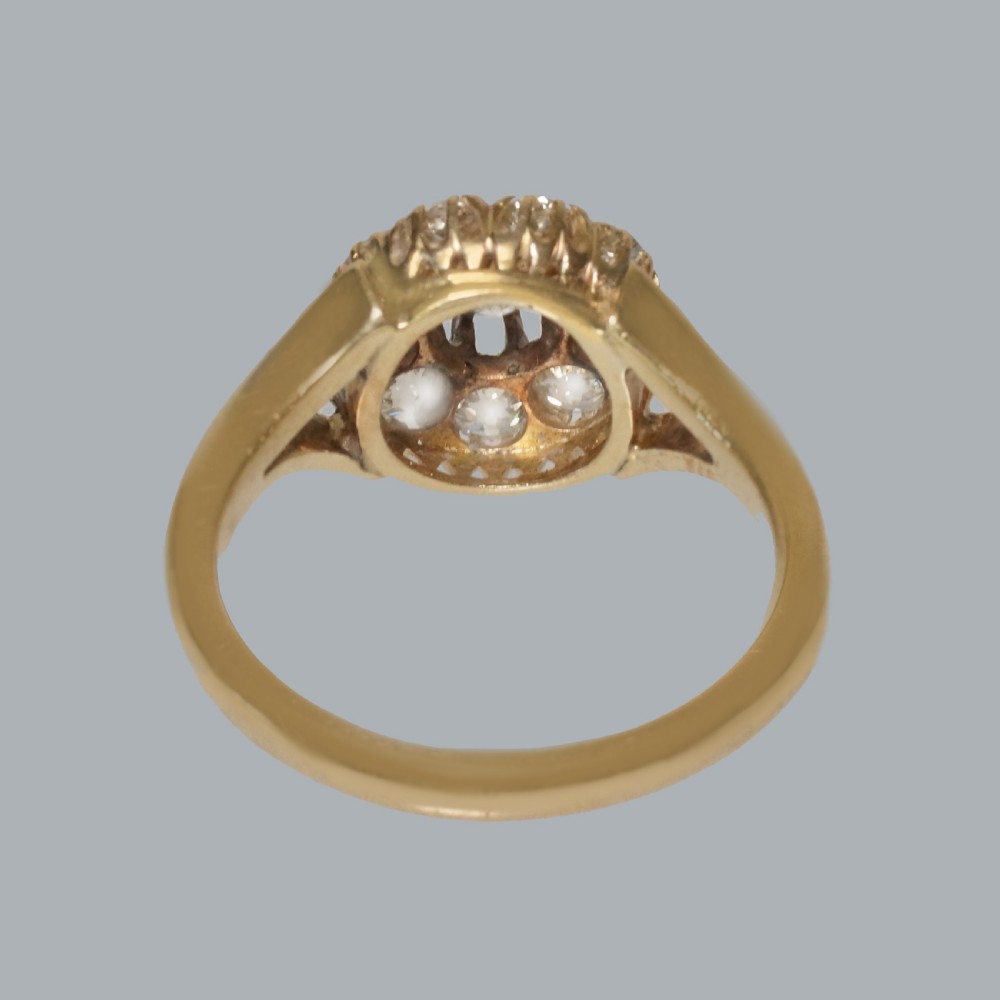 Exquisite Antique Old Cut Diamond Cluster Ring in 18ct Gold, Edwardian ca 1910 View IX