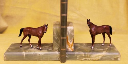 Austrian Cold Painted Bronze Horse Bookends.