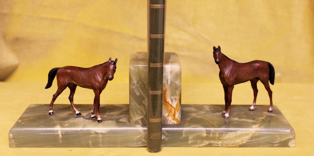 Austrian cold painted bronze horse bookends. 