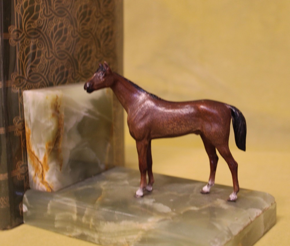 Austrian cold painted bronze horse bookends.  View III
