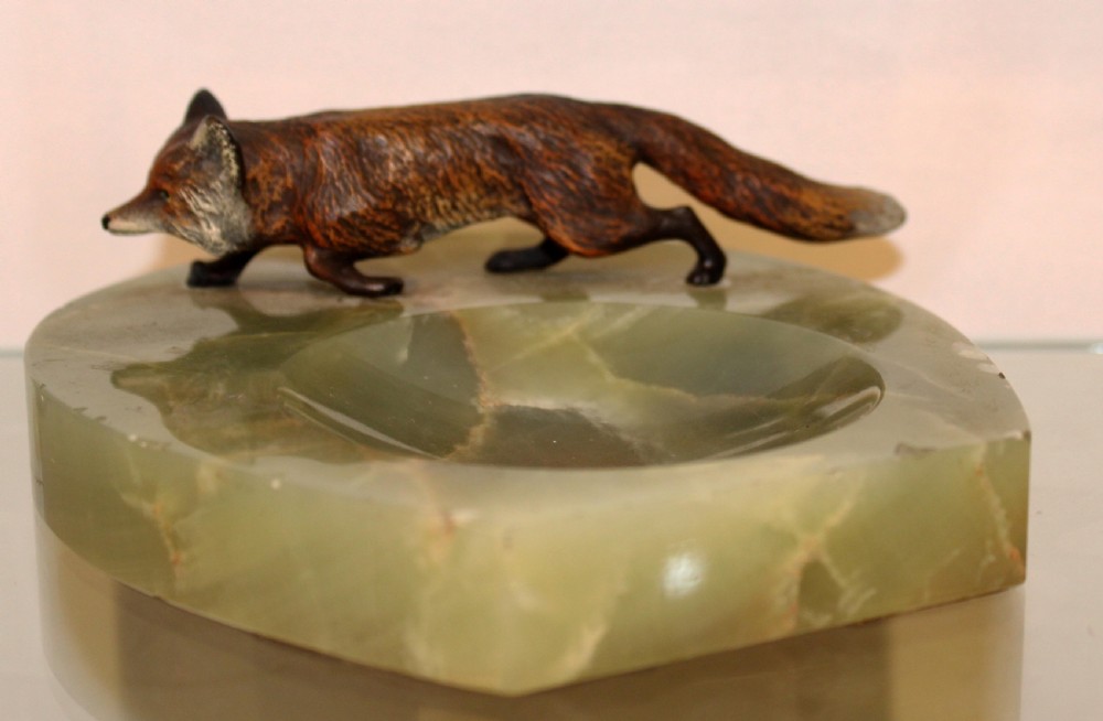 Austrian cold painted bronze fox desk tidy