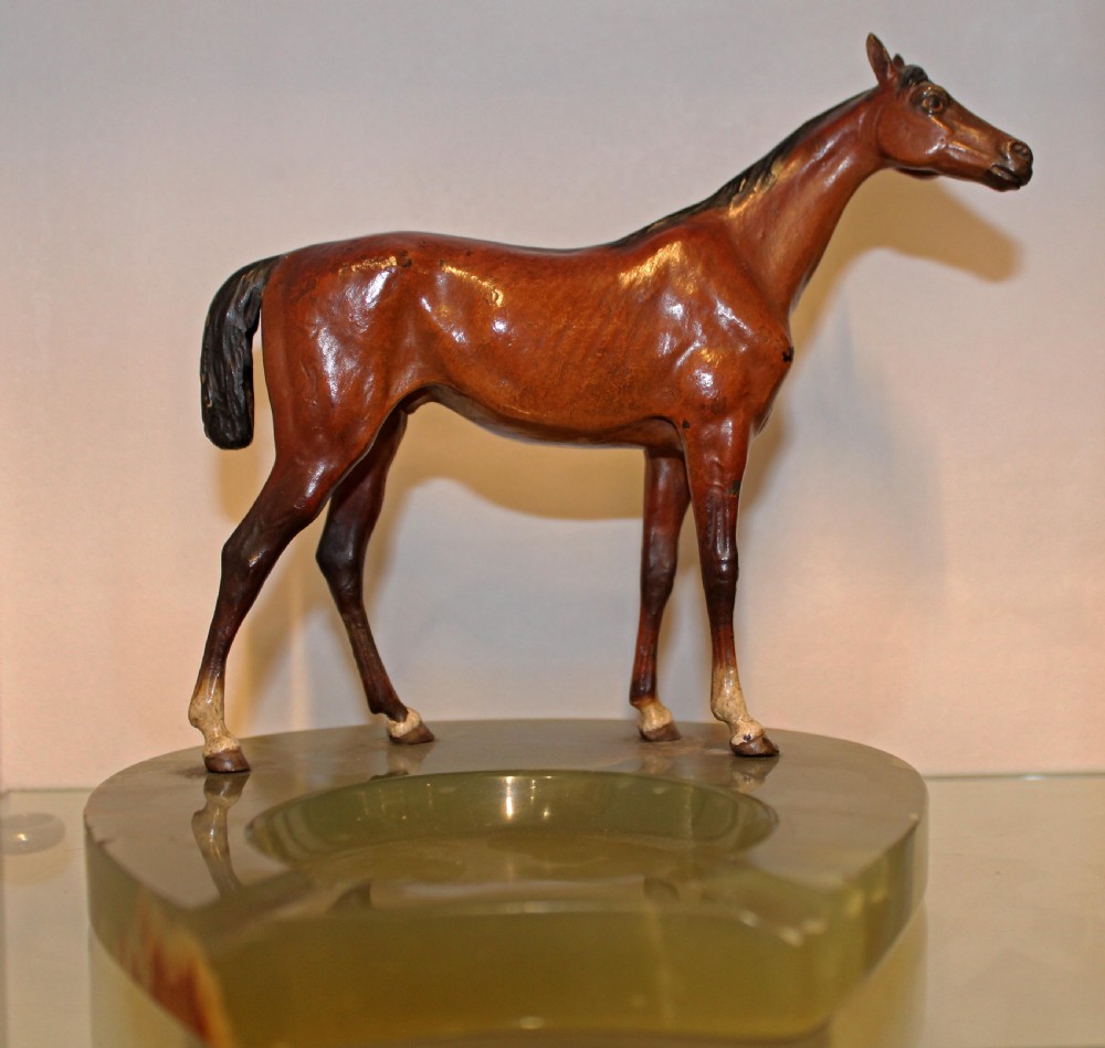 An excellent large cold painted bronze of a bay horse. 