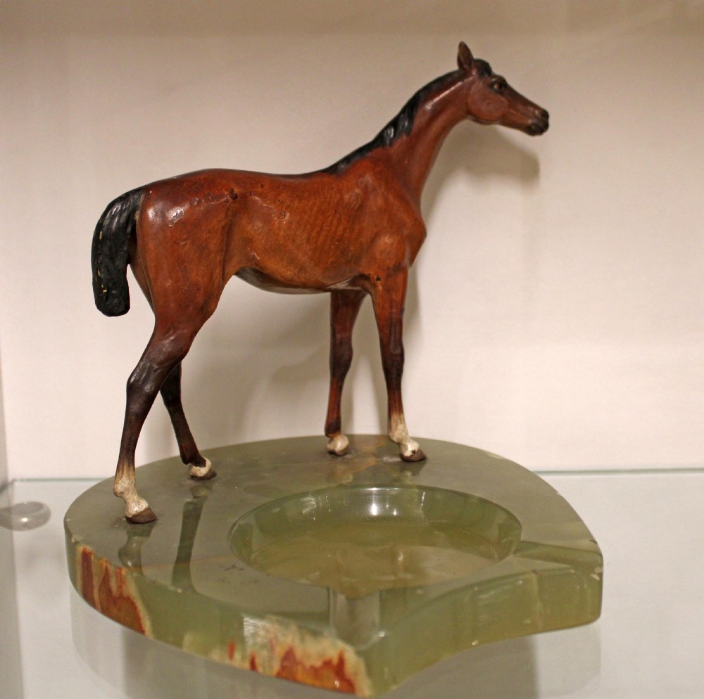 An excellent large cold painted bronze of a bay horse.  View II